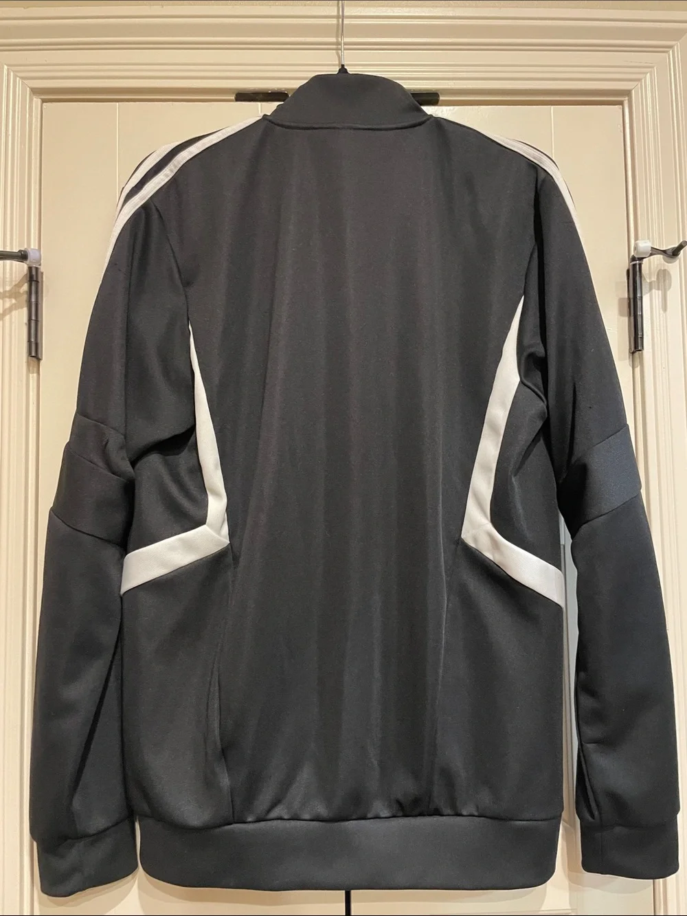 adidas Black Track Jacket with White Stripe Accents